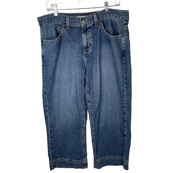 Tommy Hilfiger Size 12 Womens Wide Leg Cropped Jeans Wide Hem Vintage Denim - Picture 1 of 10